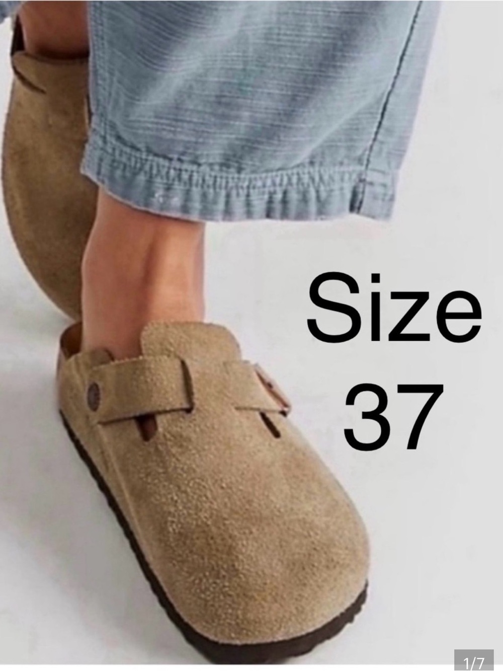 Birkenstock Boston -Suede Clog in Taupe NEW- authentic size 37 regular - Picture 4 of 14